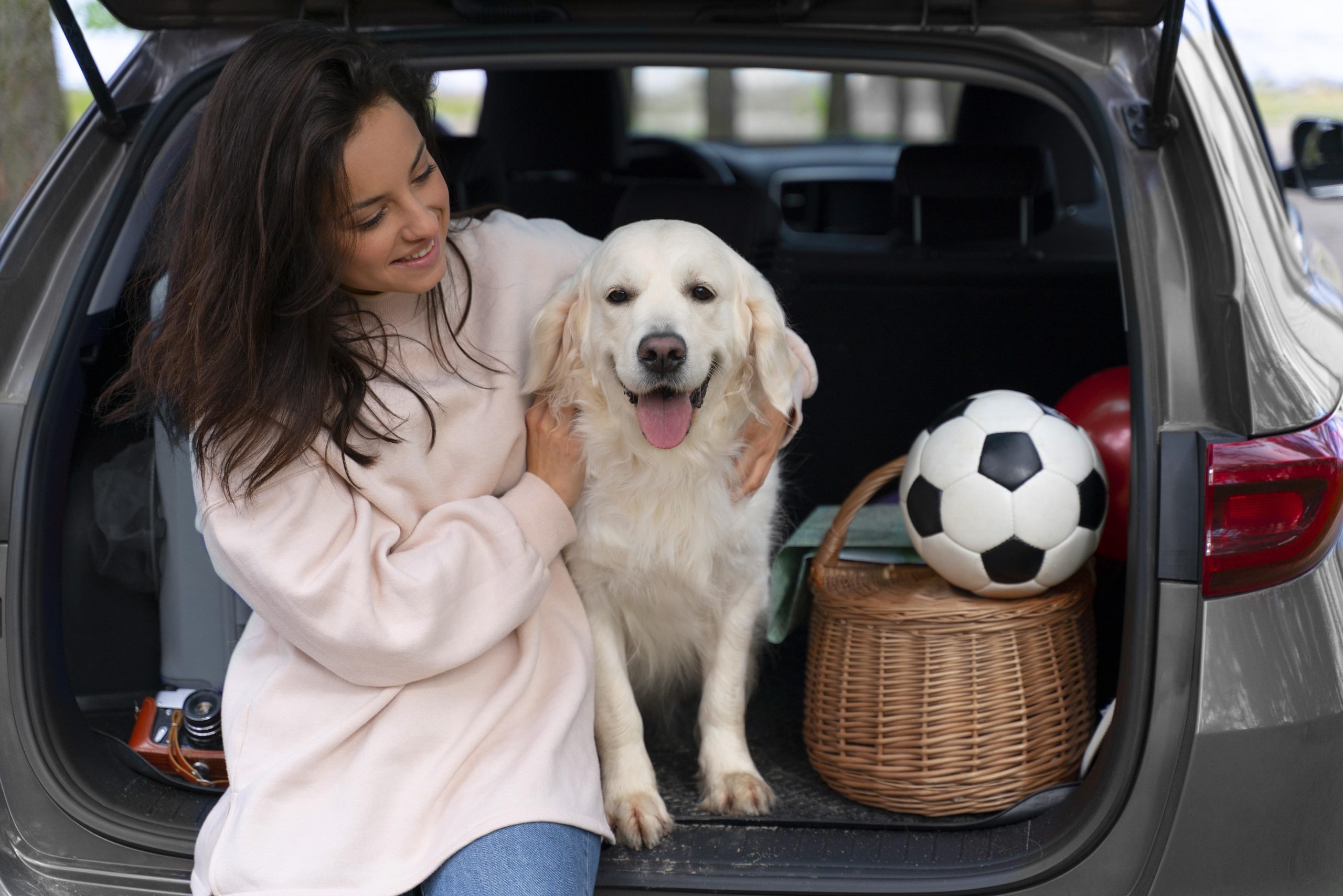 Kit de emergencia para mascotas preparado para viajar con perro durante una escapada
